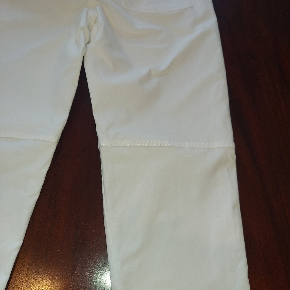 Banana Republic White Girlfriend Authentic Chino Pant  Raw Hem Sz 12 - Picture 15 of 17